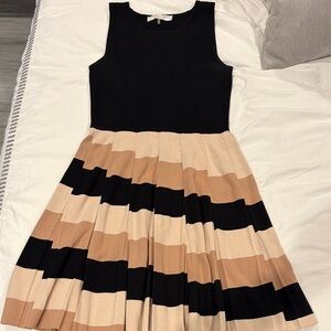 Trina Turk Black and Tan Striped Dress